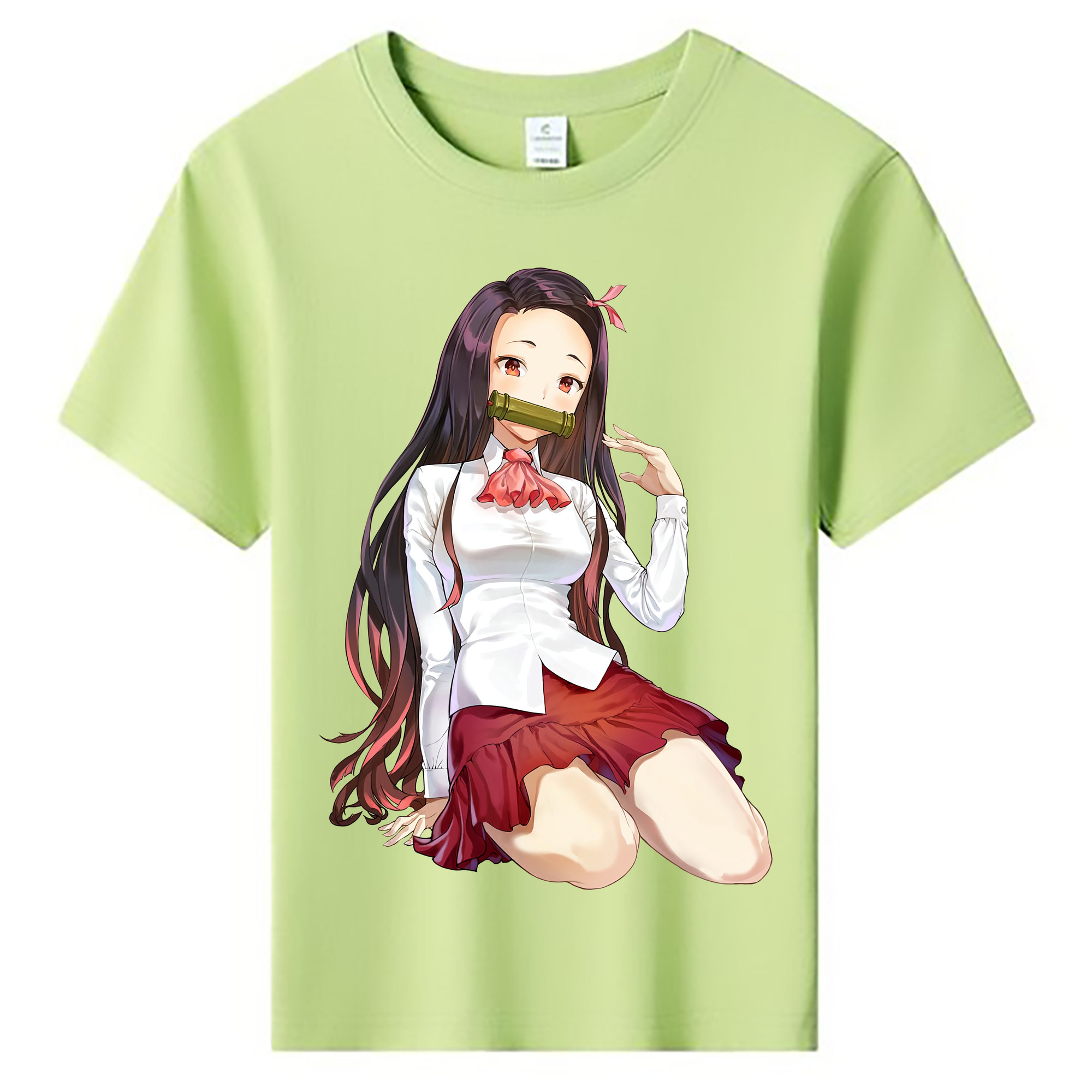 （画像用） 鬼滅の刃（きめつのやいば）竈門 禰󠄀豆子／かまど ねずこ Kamado Nezuko 綿100％キッズTシャツ（フロントプリント）